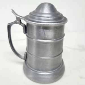 Vintage Pewter Stein Mug With Glass Bottom 6” Tall with Lid